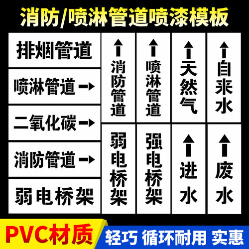 PVC塑料板镂空字喷漆模版管道消防消防栓喷淋水泵接合器消防泡沫火栓墙体广告图喷漆字空心字数字字母可定制