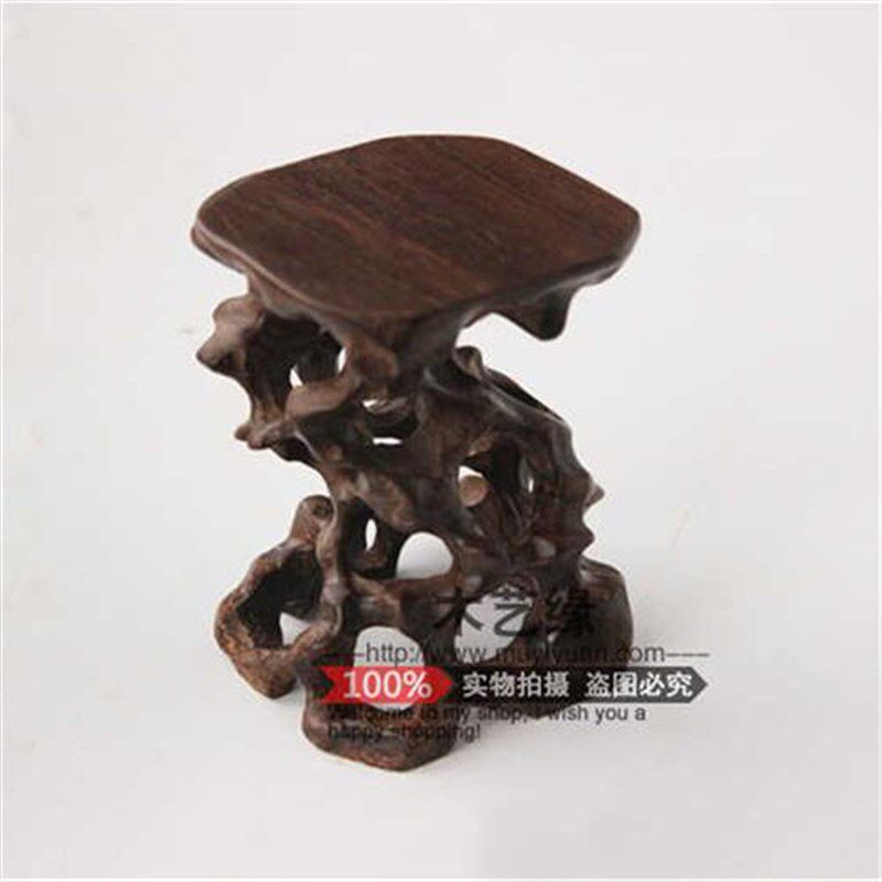 速发红木雕刻工艺品摆件奇石底座实木镂空根雕玉器茶壶底座木托花