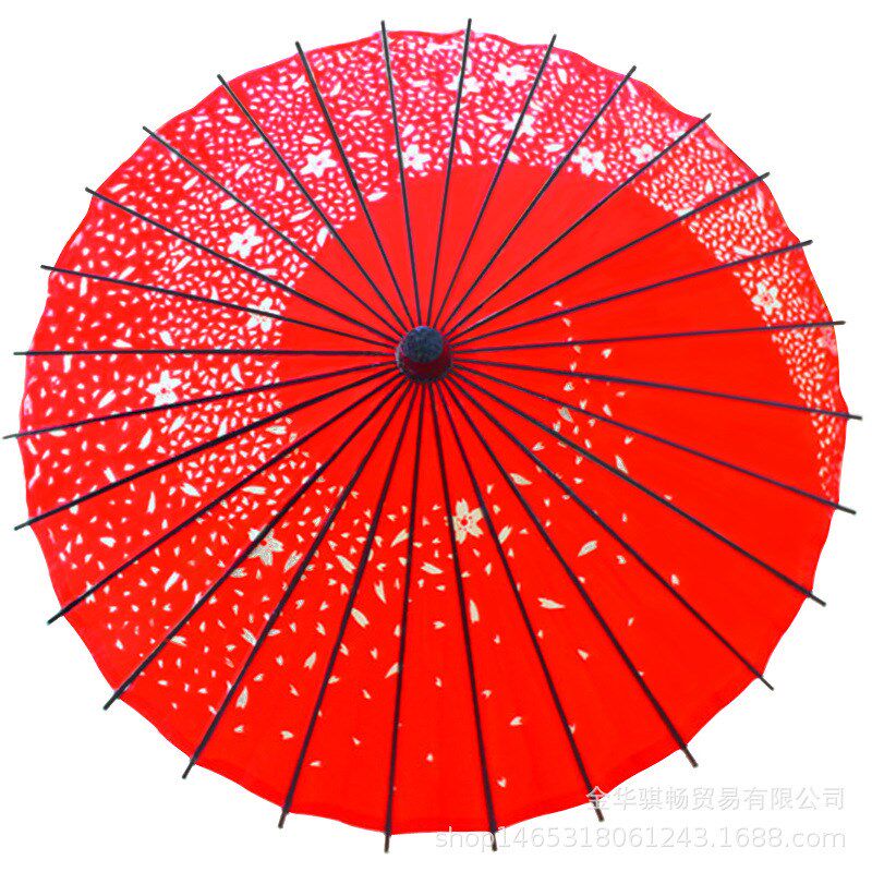 速发红色日式油纸伞古典江南防雨防晒实用舞蹈伞装饰复古道具纸伞