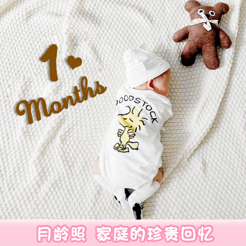 速发月龄宝宝婴儿英文moth00百天满月周岁生日布置装饰拍照道具