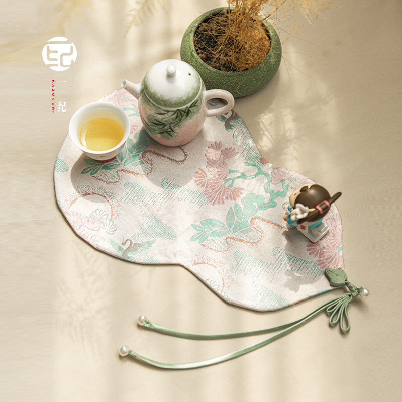 速发国风双面垫锦缎茶芦手工葫席创意小桌布茶垫泡茶隔热织茶垫子