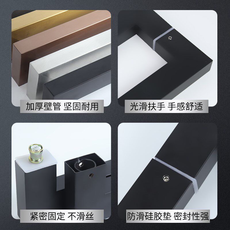 速发【】玻璃门拉手不锈钢纹管无指方大瑰黑钛金色推拉玫木门把手