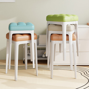 速发凳子家用子厚塑料简约备叠放可用胶凳加高级餐厅方凳商用椅子