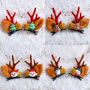 速发圣诞节装饰品小创物头饰礼意麋件发夹仙礼品发卡摆鹿场景布置