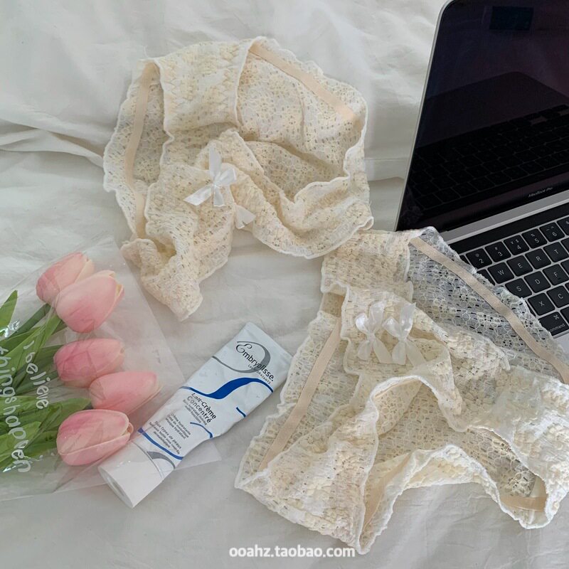 速发秘密花园立体花蕾文艺爱裤 复古可内花朵结腰蝴蝶低三角裤
