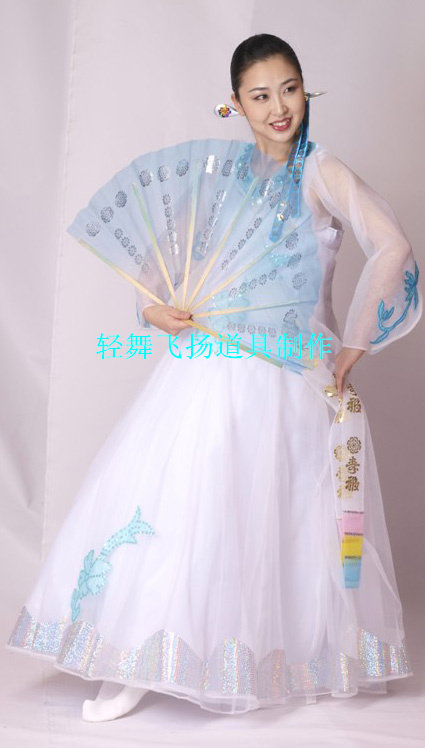 速发原扇1专朝鲜族舞蹈扇子版透明纱扇朝鲜舞扇子级业考级扇烫金
