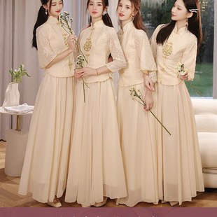 速发伴娘服租赁202新秋冬季4妹中式香槟色大码姐款团礼服