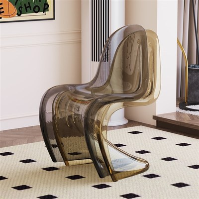 速发潘东椅叠克椅力子家用塑料透明餐椅可亚放洽谈书桌椅