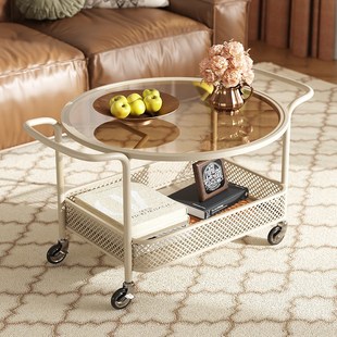 速发茶几客厅家用圆桌轻奢约法感茶几桌可移动级式茶台简高小桌子