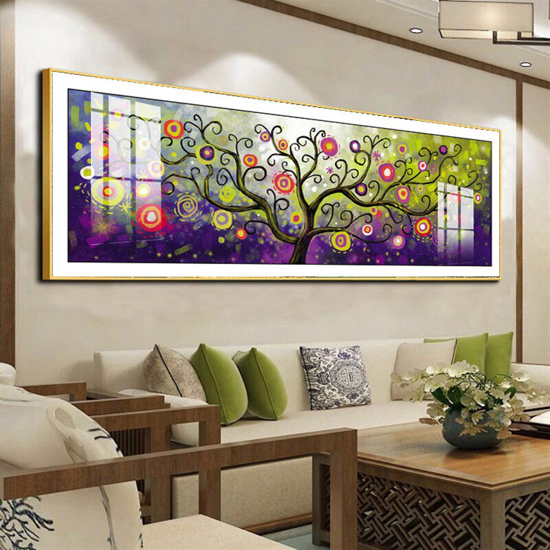 现货速发轻奢整幅大气客厅装饰画沙发背景墙挂画镶钻晶瓷画水彩发
