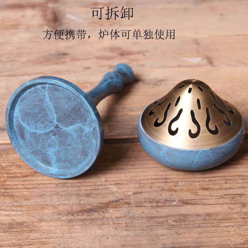 现货速发纯内铜香节竹香博山炉檀香薰炉道禅意插环香香件炉家室用