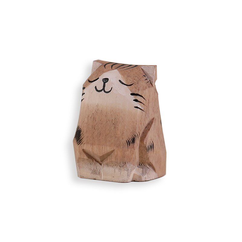 现货速发系小猫咪小桌面摆件 纯手工木雕哈士奇布偶猫可爱装饰品