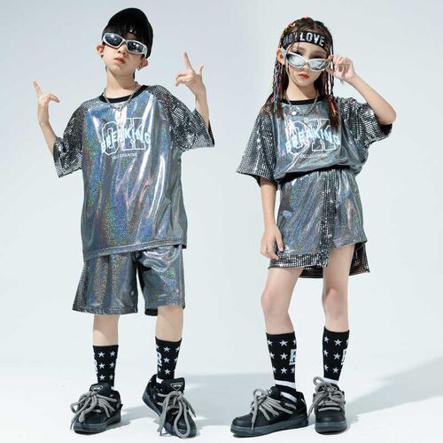 现货速发六一儿瞳演出服幼儿园舞台亮片街舞潮服孩爵士舞服装啦啦