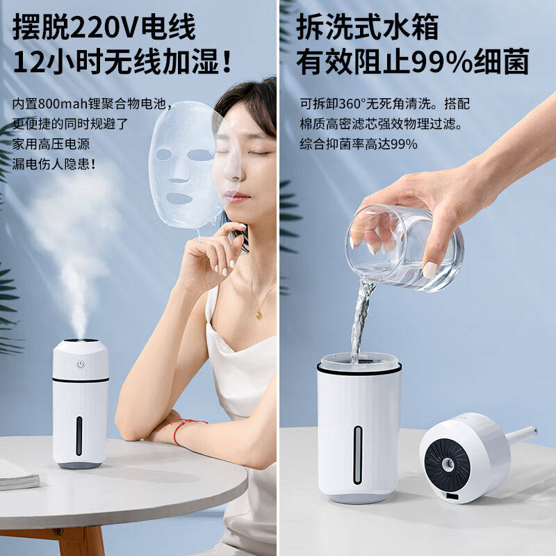 现货速发一粒车载加湿器净化香薰迷你无线车内气氛灯汽车喷雾器除