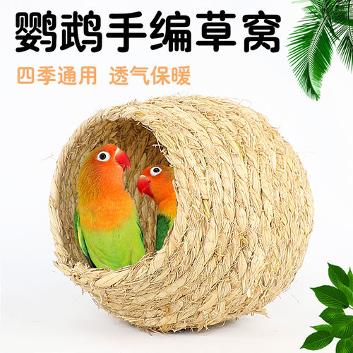 鸟窝草编草窝鹦鹉休息睡觉鸟巢