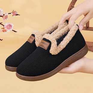 妈妈防滑豆豆鞋 老北京棉鞋 保暖一脚蹬布鞋 加绒加厚2025新款 女冬季