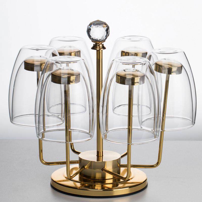 双层玻璃水杯客厅耐热泡茶杯隔热牛奶杯家用咖啡杯带杯架套装