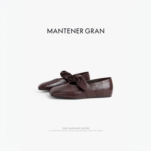 百搭MG女鞋 MantenerGran方头蝴蝶结玛丽珍鞋 女超软羊皮不累脚单鞋