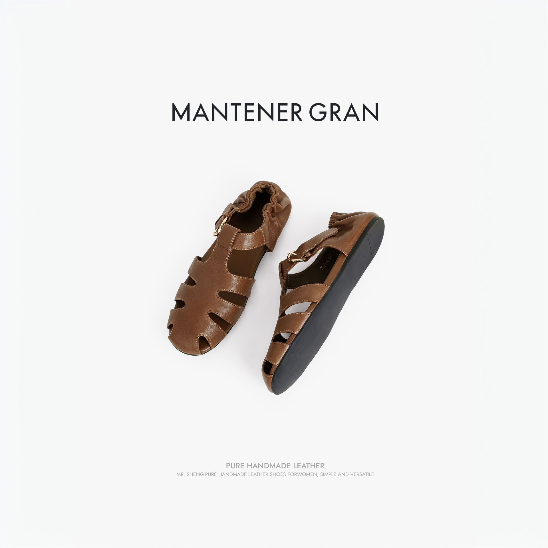 Mantener Gran罗马包头凉鞋猪笼鞋夏季平底超软小羊皮女鞋 MG女鞋