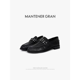 MG女鞋 百搭 女真皮软底不累脚单鞋 MantenerGran超软小羊皮乐福鞋