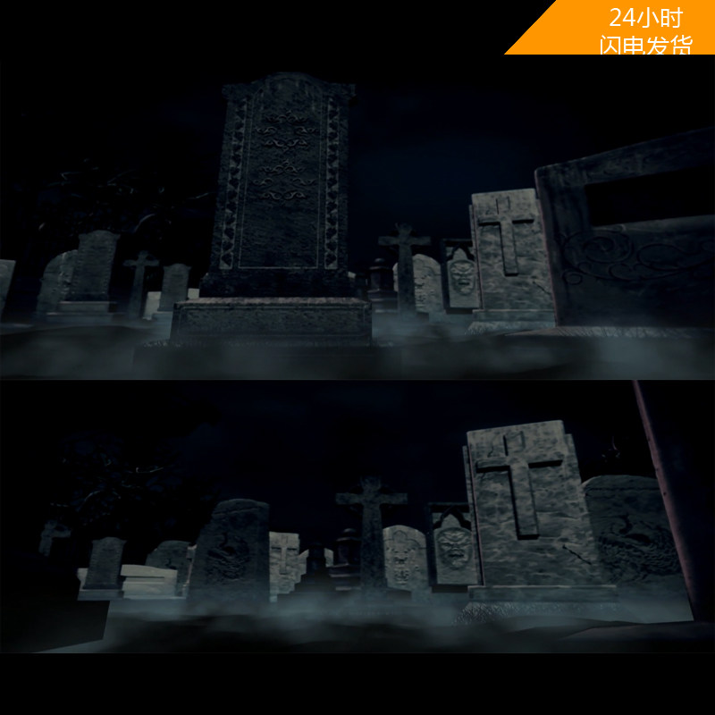 古墓素材 巨大石碑 黑夜 墓碑 恐怖墓地视频素材