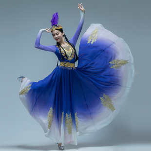 速发维款 舞数民族课堂大裙摆 新疆少蹈服新吾族舞蹈演出服艺考服装