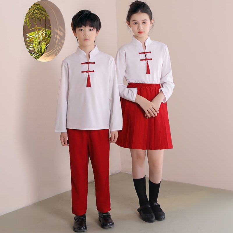 速发儿童中国风演出服男童中小学生朗诵表演服幼儿园合唱舞台服