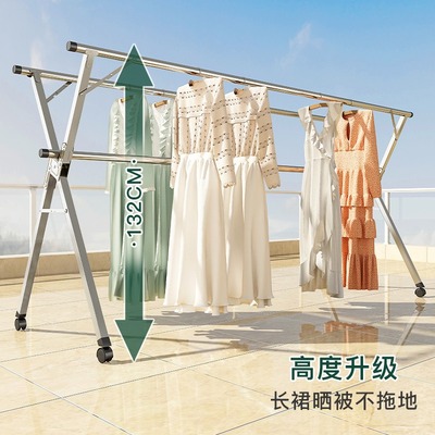 速发折叠晾衣架台家用晒被子神器衣锈钢晾不架外地杆室落晒衣服架