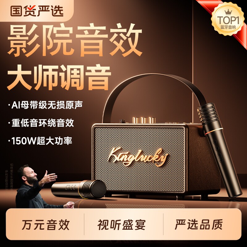 金运蓝牙音箱家用2025客厅话筒音响一体机麦克风无线低音炮卡拉OK