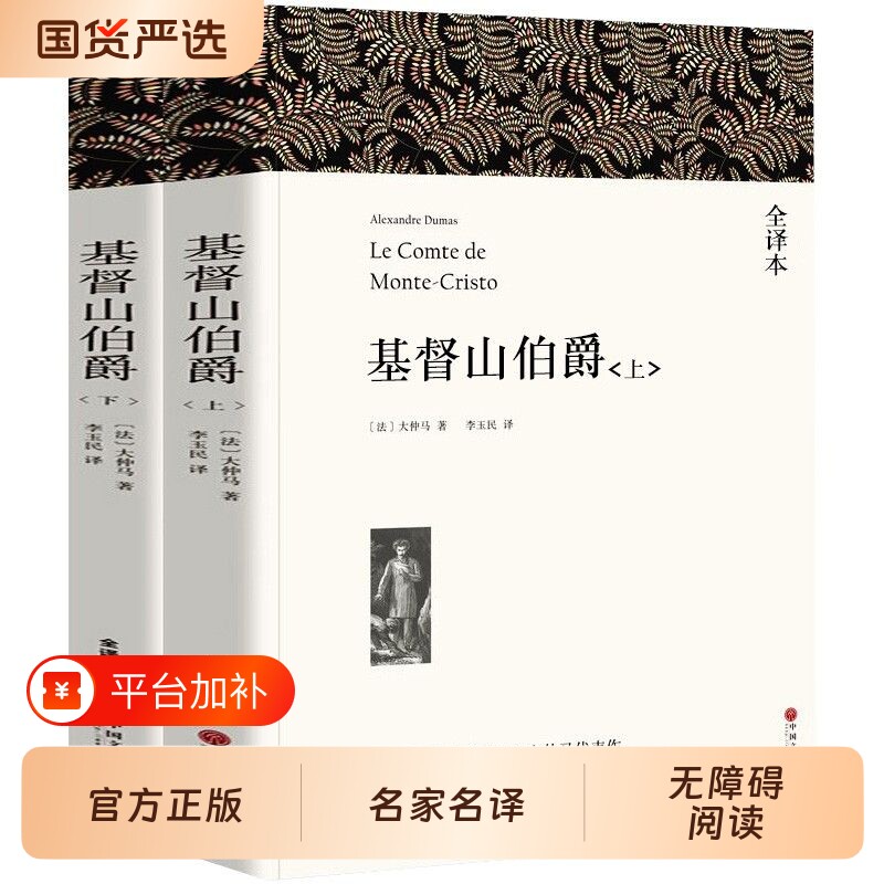 基督山伯爵上下册2册带注释大仲马著正版原著完整版无删减全译本成人版初中生高中生课外书阅读课外书籍世界名著复活圣母故事