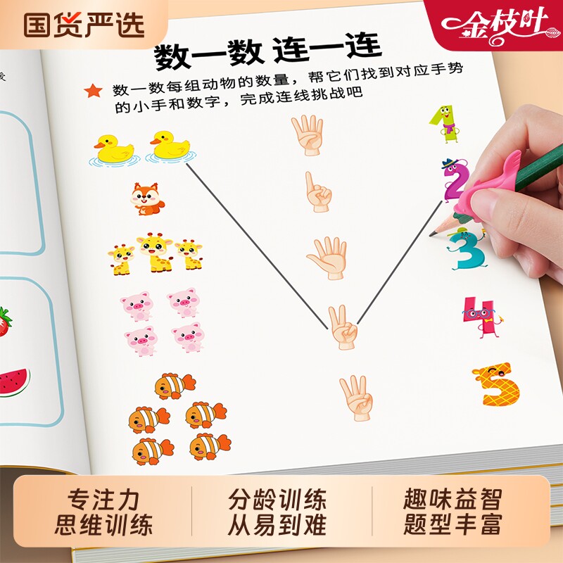 小班儿童专注力思维训练书幼儿园启蒙教材2到3岁宝宝早教书数感左右