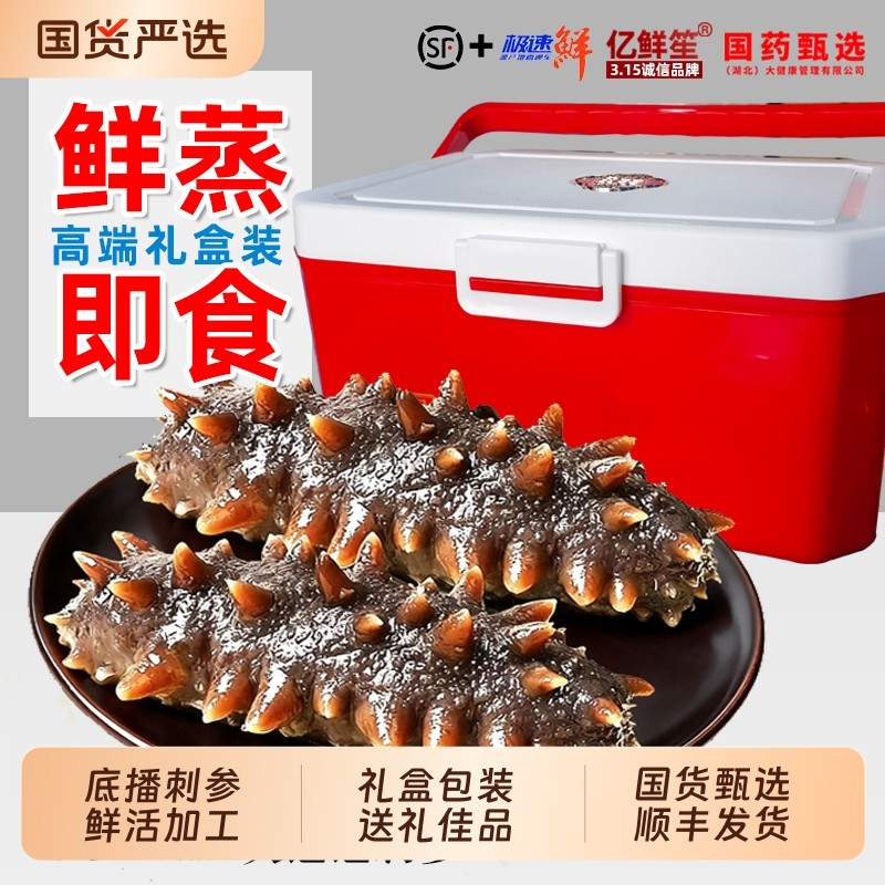 即食海参礼盒装底播辽刺参大连送礼2斤装1000g鲜活冷冻水产食物