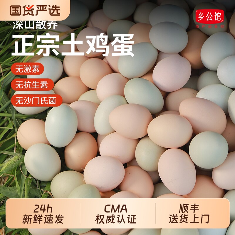 乡公馆鸡蛋新鲜30枚整箱正宗农家散养官方旗舰店生鲜无抗土鸡蛋