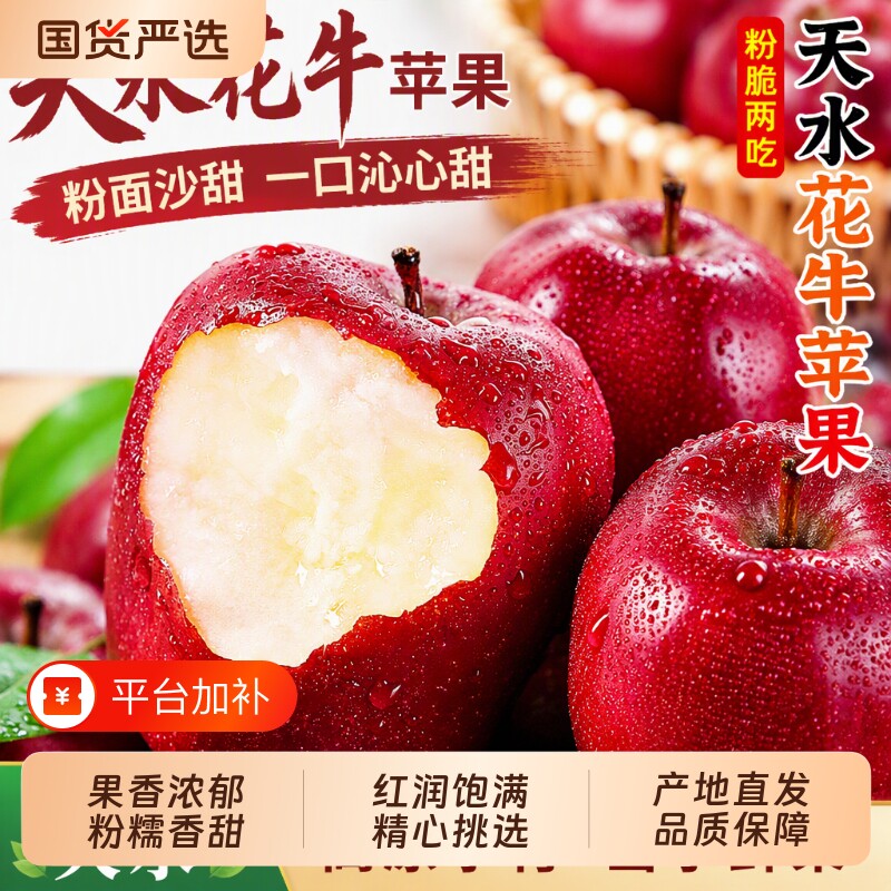 甘肃天水花牛苹果新鲜水果当季正宗平果粉面丑果大果包邮保存直发