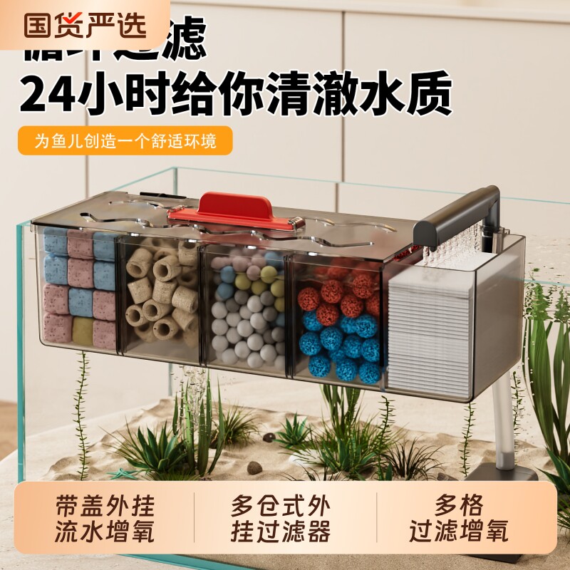 小型鱼缸过滤器2026净水循环三合一外置壁挂滴流盒过滤水泵制氧图片