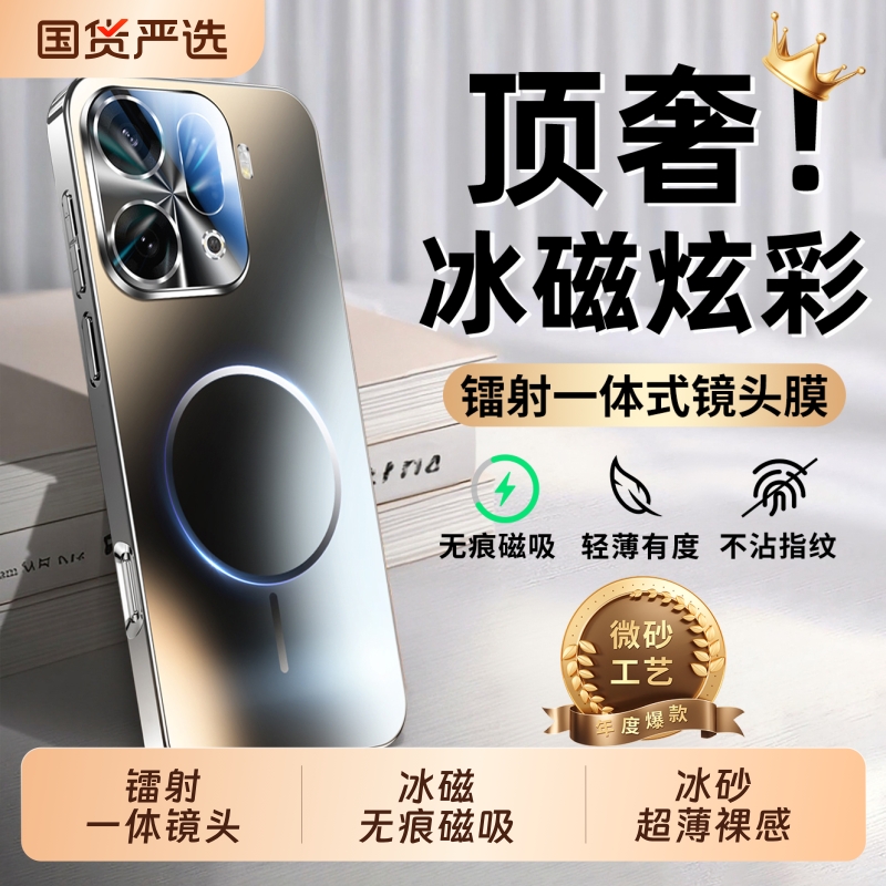 镭射磁吸带镜头膜全包超薄磨砂壳