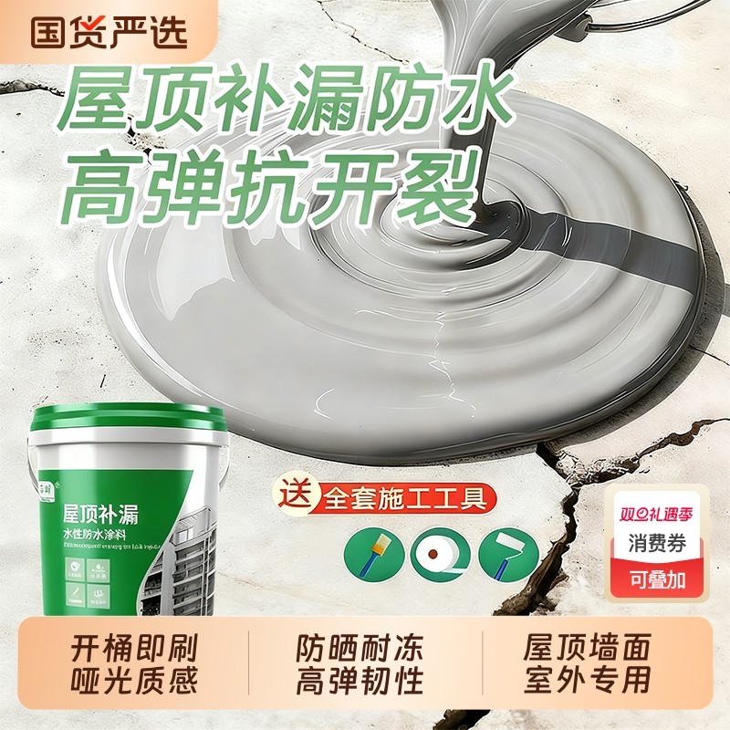 屋顶防水补漏材料楼顶房顶堵漏平房外墙裂缝漏水防水涂料防漏漆