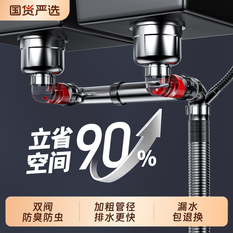 厨房洗菜盆防臭下水管配件