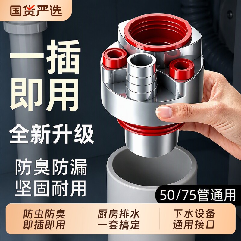 防返臭密封圈下水器ABS材质图片