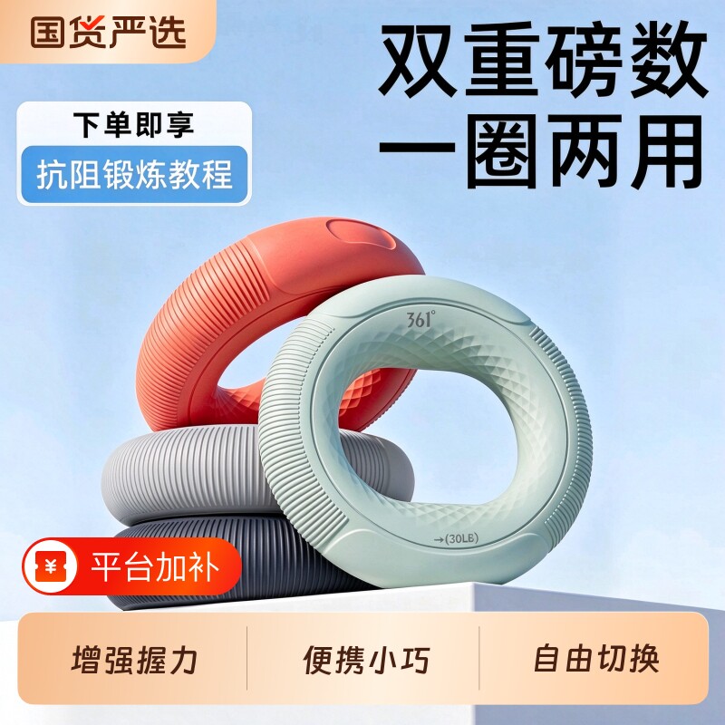 361°抗阻握力圈硅胶握力器男握力球腕力臂肌训练五指力量康复
