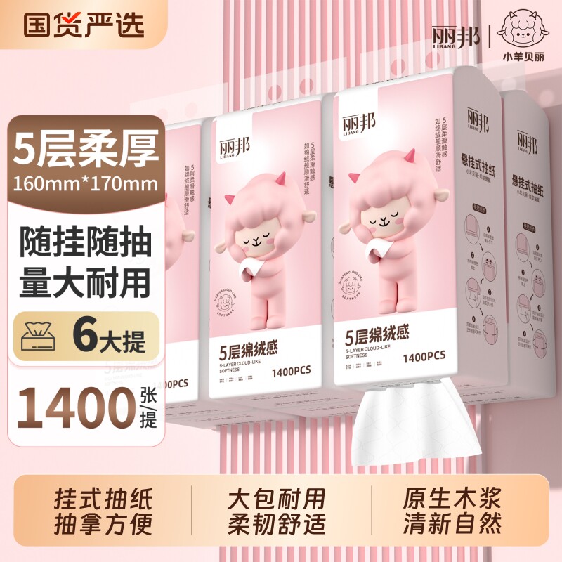 享淘金币补贴丽邦挂抽整箱壁挂式抽取式纸巾纸卫生间擦手纸无香味图片