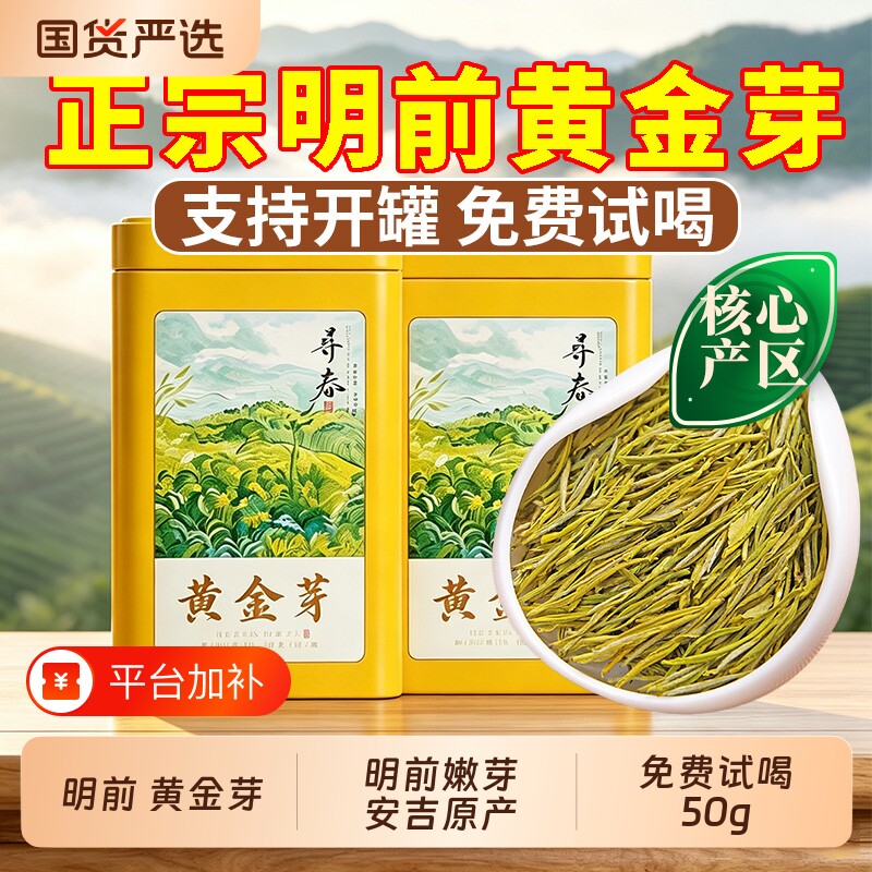 正宗明前特级黄金芽5A奶白茶安吉早春雨前嫩芽茶叶自己喝炒青绿茶