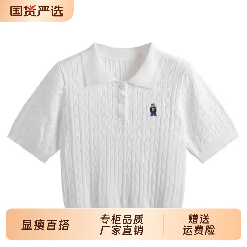 夏季新款正肩短款针织上衣图片