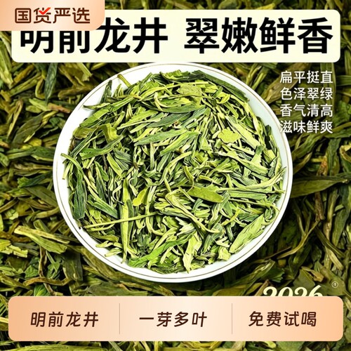 绿茶2026年正宗杭州明前龙井茶春茶茶叶新茶口粮袋装豆香型精选