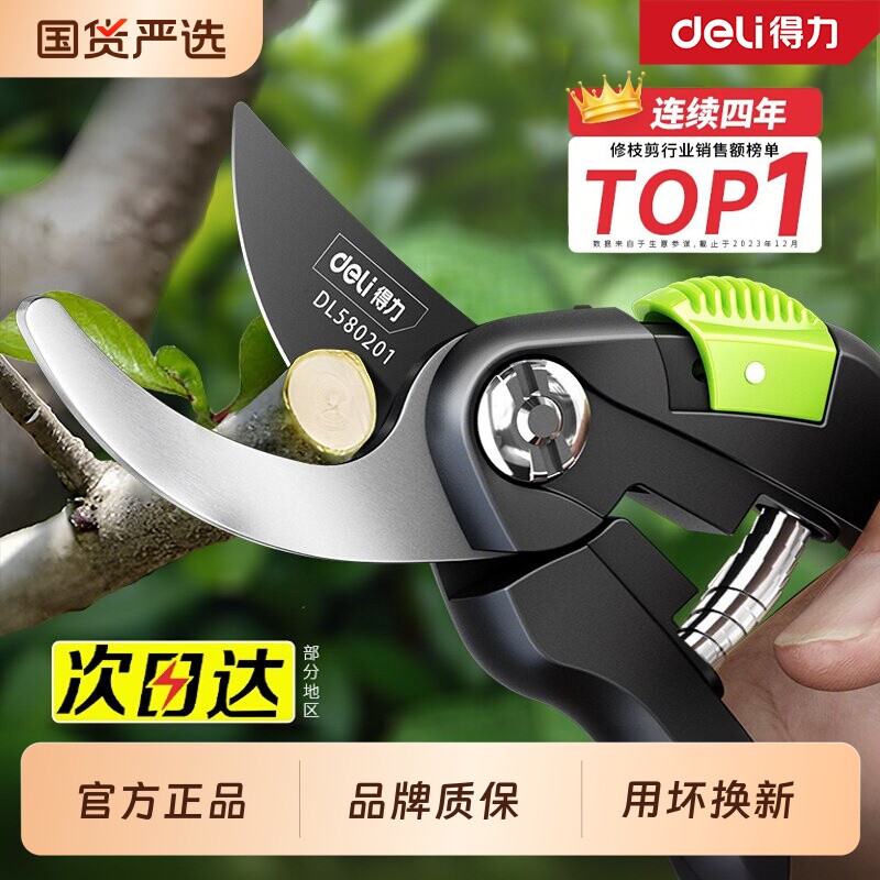 得力剪枝剪刀园林花艺修剪树枝剪刀果树粗大花剪园艺…