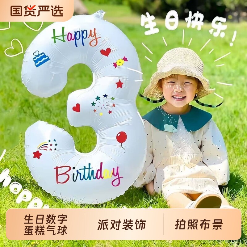 爆款生日数字气球拍照布置场景图片