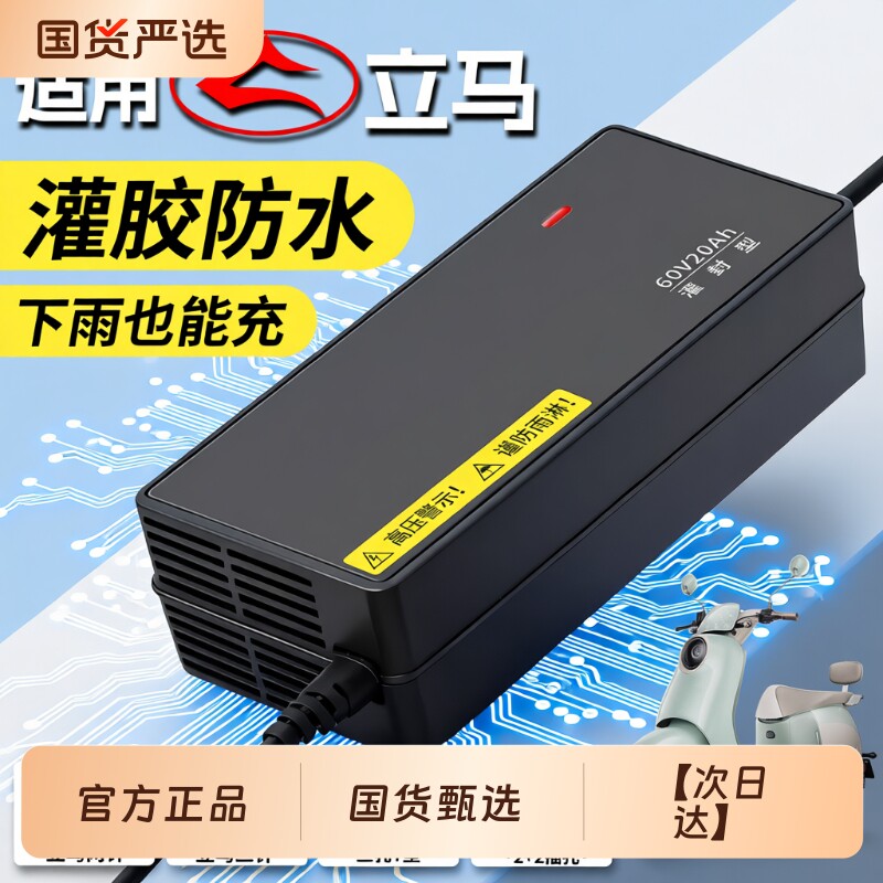 适配立马防水电动车电瓶充电器48V12AH60V20安72伏32AH铅酸石墨烯