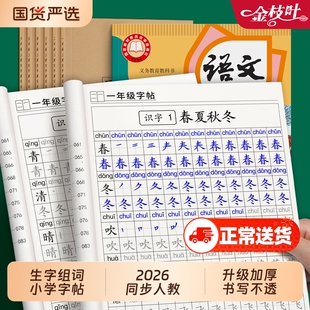 1-6年级生字组词同步小学生专用练字帖每日一练一年级二三四五六上册下册语文字帖打卡正楷楷书硬笔书法描红练字本人教版作文古诗