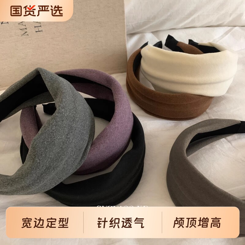 高级感洋气时尚宽边发卡发箍女款2026新款高颅顶灰色发带头箍头饰