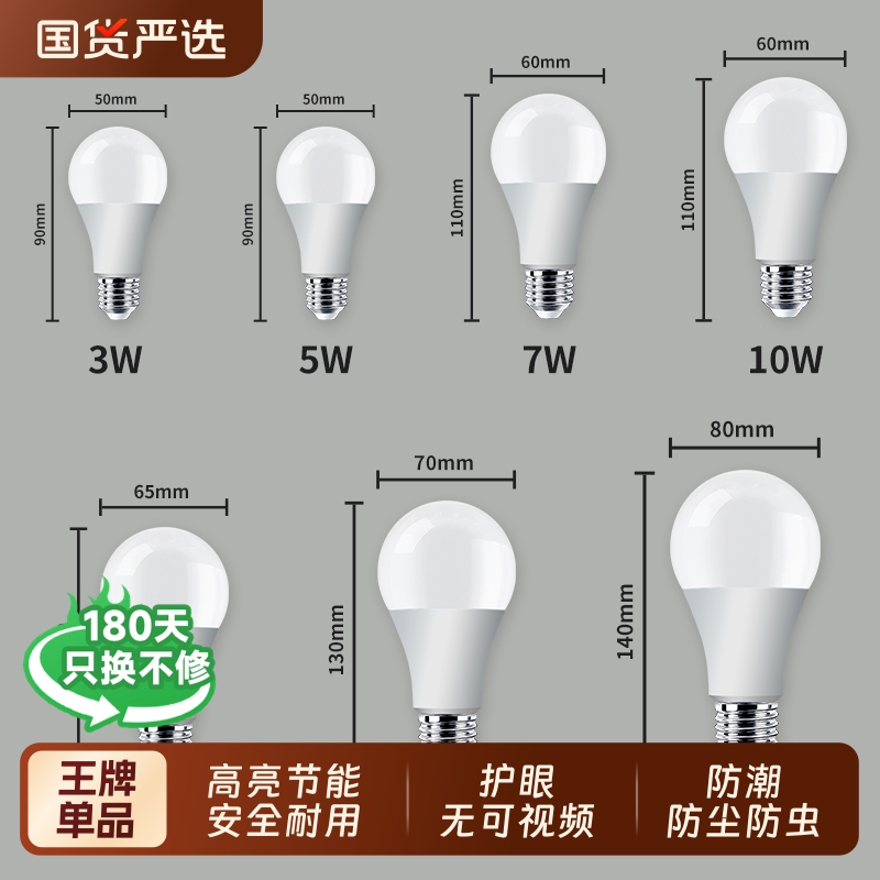 灯泡E14小螺口led灯节能灯家用超亮e27螺纹电灯护眼螺旋口照